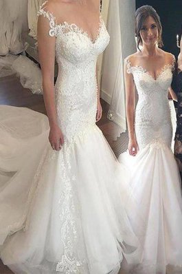 Formal Vestido de Novia de Corpiño Acentuado con Perla de Encantador de Natural