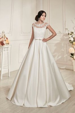 Abito da Sposa con Applique Vintage conservatore con Manica Corte Lungo A Terra