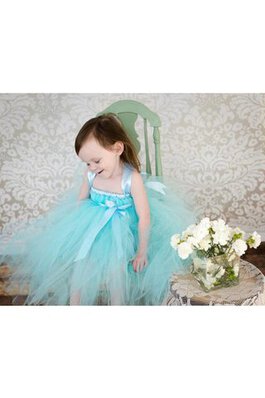 Robe de cortège enfant plissage ceinture en étoffe croisade de mode de bal en tulle