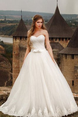 Robe de mariée manche nulle cordon appliques en tulle avec nœud