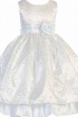 Robe de cortège enfant pailleté avec fleurs encolure ronde avec manche épeules enveloppants