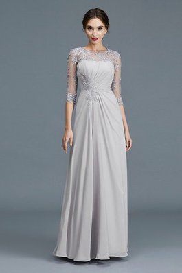 Abito mamma Sposa con Tre Quarti Lunghezza Maniche Naturale in Chiffon Tondo Vintage