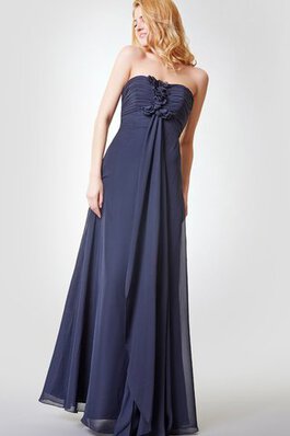 Robe demoiselle d'honneur manche nulle avec fleurs a-ligne avec chiffon avec zip