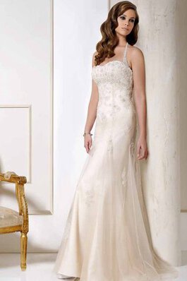 Vestido de Novia de Largo de Escote halter de Hasta el suelo de Cola Barriba de Abalorio