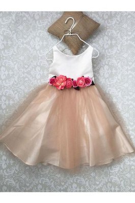 Robe de cortège enfant naturel de lotus au niveau de genou ligne a en tulle