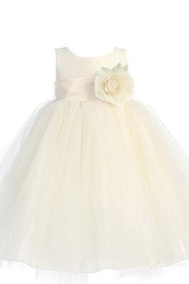 Robe de cortège enfant manche nulle avec fleurs de tour de ceinture en haute a-ligne