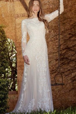 Abito da Sposa in pizzo Moderno A Terra Tubino in Tulle Romantico