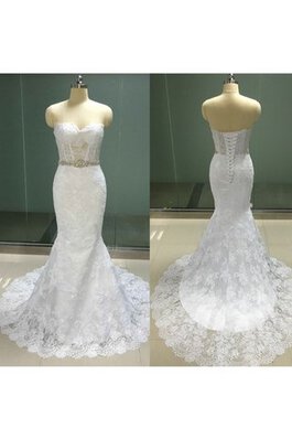 Abito da Sposa Cuore Oscillare Lungo sogno Cinghia in rilievo Allacciato