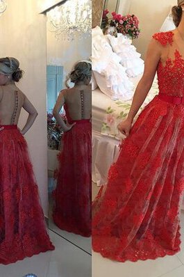 Elegante Vestido de Fiesta de Hasta el suelo de Abalorio de Encaje Adorno con Perlas