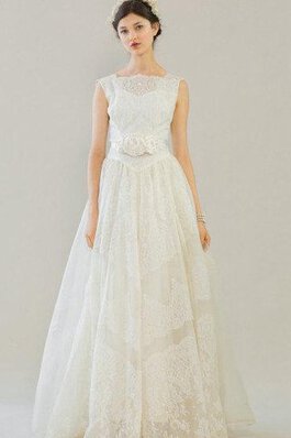 Abito da Sposa All Aperto Naturale con Fiocco in Pizzo Senza Maniche originale