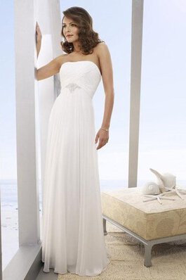 Abito da Sposa a riva in Taffeta con Perline senza strap Senza Maniche Tubino