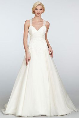 Abito da Sposa con Festone con Increspato A-Line con Criss-cross con Fiocco Naturale