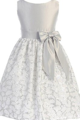 Robe de cortège enfant manche nulle avec décoration dentelle encolure ronde a-ligne