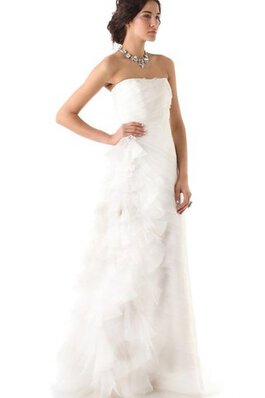 Abito da Sposa Spazzola Treno Naturale senza strap A-Line Senza Maniche con Increspature