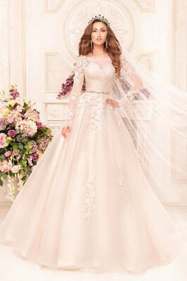 Abito da Sposa Coda A Strascico Cappella Elegante con Perline Ball Gown Romantico con Applique