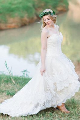 Vestido de Novia de Corte-A en Tul y Encaje de Encaje Adorno de Cordón