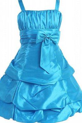 Abito da Cerimonia Bambini A-Line in Taffeta con Piega Senza Maniche con Fiocco