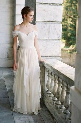 Abito da Sposa A-Line con Cascata Volant Senza Maniche Cuore sexy con Increspature