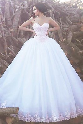 Abito da Sposa Cuore Spazzola Treno Vintage in Organza Senza Maniche