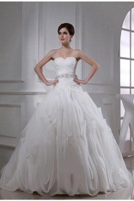 Vestido de Novia de Corte Evasé en Organza de Imperio Cintura de Abalorio