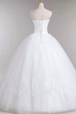 Vestido de Novia de Corte Evasé en Tul y Encaje de Escote Corazón de Encaje Adorno