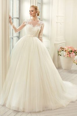 Abito da Sposa con Maniche Lunghe stravagante conservatore decorato Ball Gown favola