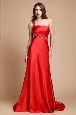 Robe de bal longue d'épaule asymétrique manche nulle avec perle de princesse