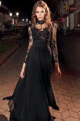 Abito da Ballo Elegante con Festone in Chiffon con Bottone in Pizzo A Terra