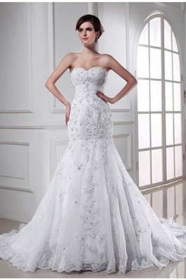 Abito da Sposa Allacciato Alta Vita Cuore con Applique con Perline