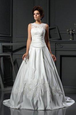 Elegante Vestido de Novia de Corte princesa de Apliques de Escote con cuello Alto