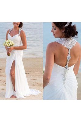 Abito da Sposa Elegante classico a Spiaggia Semplice Senza Maniche seducente