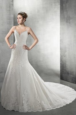 Abito da Sposa Conotta V-Scollo Coda A Strascico Cappella Naturale Senza Maniche Schiena Nuda