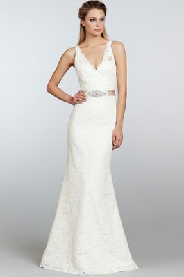 Robe de mariée distinguee avec cristal avec sans manches ceinture en étoffe de fourreau