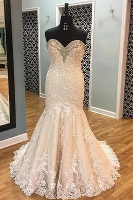 Elegante Vestido de Novia de Natural de Corpiño Acentuado con Perla de Excelente