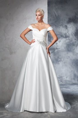 Robe de mariée classique longue elégant de traîne mi-longue textile taffetas