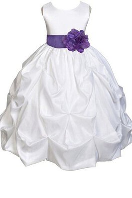 Robe de cortège enfant encolure ronde avec sans manches avec fleurs ligne a de lotus