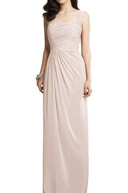 Robe demoiselle d'honneur d'épaule asymétrique ruché a-ligne en chiffon jusqu'au sol