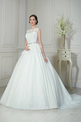 Clasico Vestido de Novia de Corte-A de Corte Evasé en Encaje de Abalorio