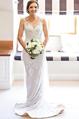 Abito da Sposa Tondo in Pizzo con Applique Vintage Senza Maniche