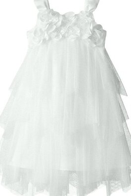 Abito da Cerimonia Bambini con Fiore A-Line con Fiocco Senza Maniche in Tulle