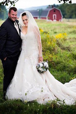 Elegante Vestido de Novia de Corte princesa en Tul de Natural de Sin mangas