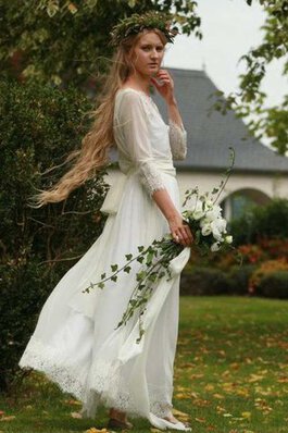 Robe de mariée informel facile col en bateau ceinture en étoffe ligne a