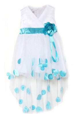 Robe de cortège enfant textile en tulle haut bas avec zip entrecroisé avec fleurs