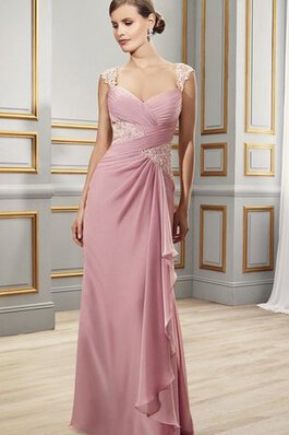 Robe de bal avec fronce ruché en chiffon avec sans manches longueur au ras du sol