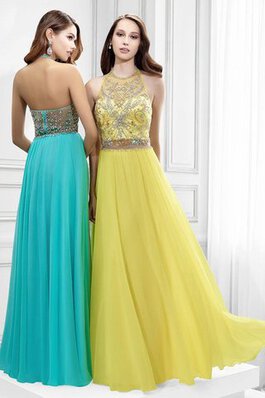 Perlenbesetztes Chiffon Juwel Ausschnitt bescheidenes Ballkleid mit Schleife mit Kristall