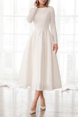 Abito da sposa in raso con maniche lunghe splendido mini sotto ginocchio cerniera