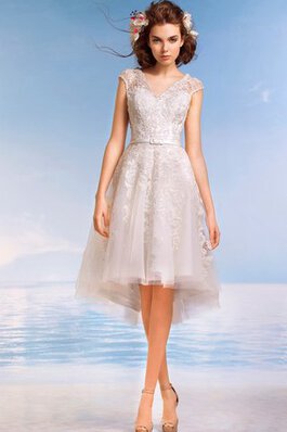 Abito da Sposa in pizzo al ginocchio Formale E Informale Semplice in Pizzo in Tulle