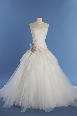 Abito da Sposa a Chiesa con Increspature Formale con Fiore con Increspato radiosa