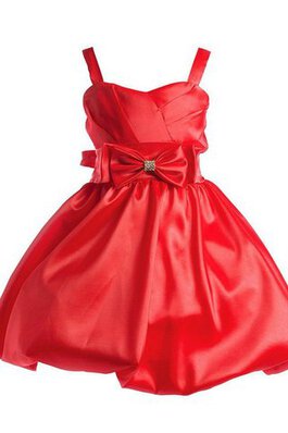 Robe de cortège enfant avec nœud à boucles au niveau de genou ligne a en taffetas avec zip