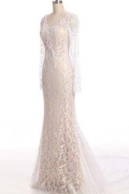 Robe de mariée delicat romantique de traîne moyenne avec manche longue avec zip